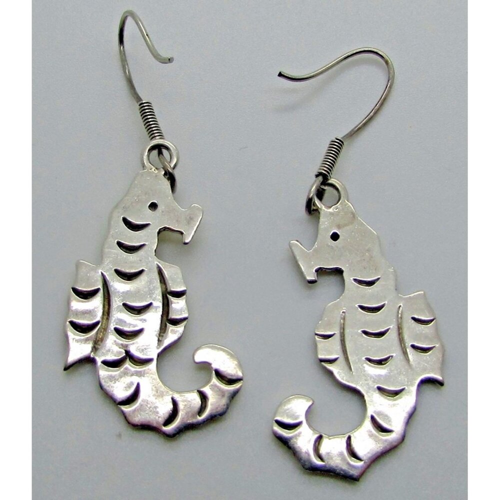 Seahorse Earrings Sterling Silver Dangle French Wire Drop Mexican 925